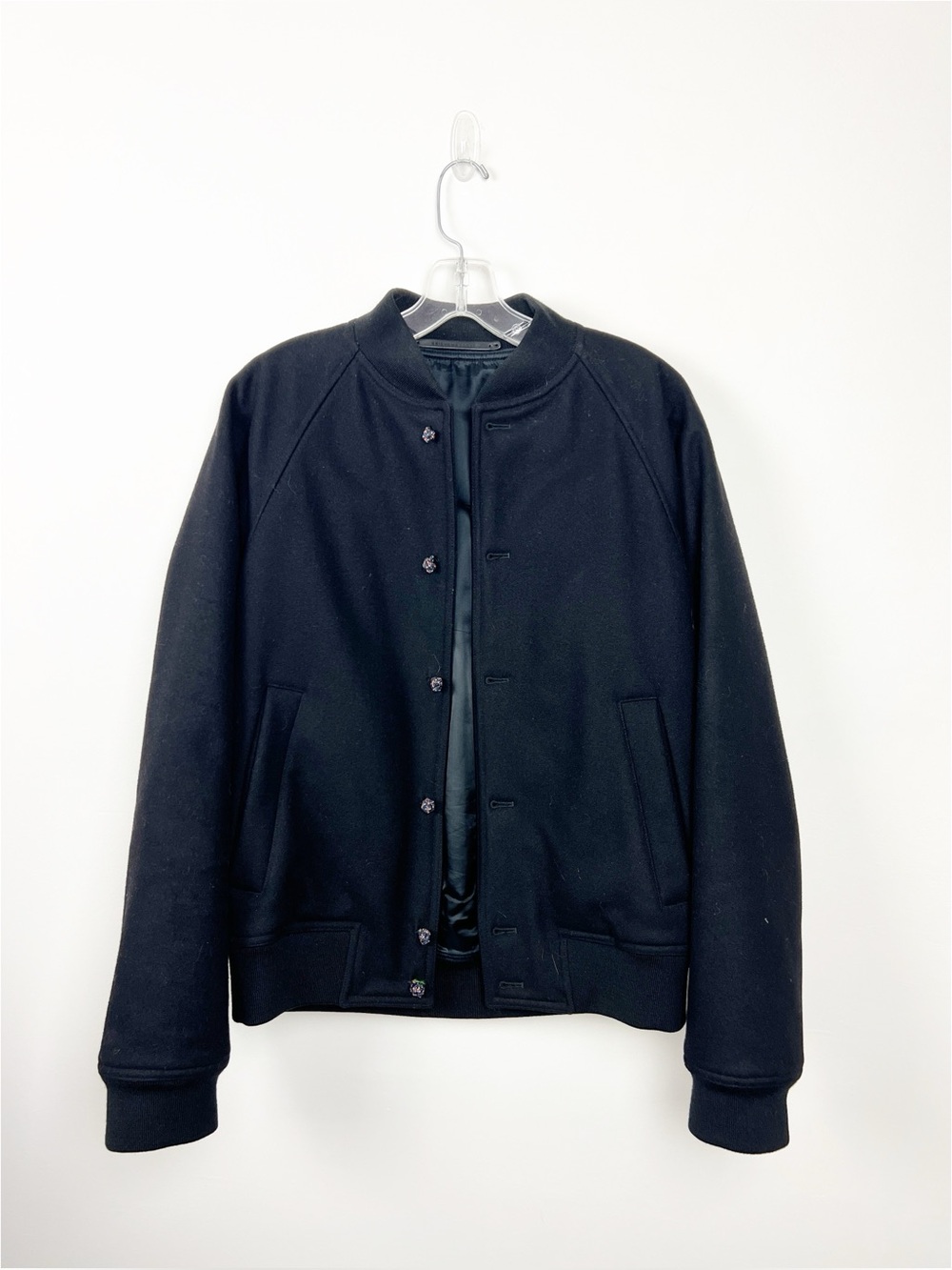 Kris Van Assche Black Satin-Lined Bomber Jacket 48